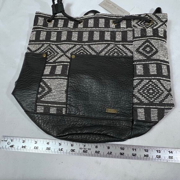 Vans Newsome Bucket Backpack Black Grey Aztec Tribal Print Faux Leather New - Picture 13 of 14